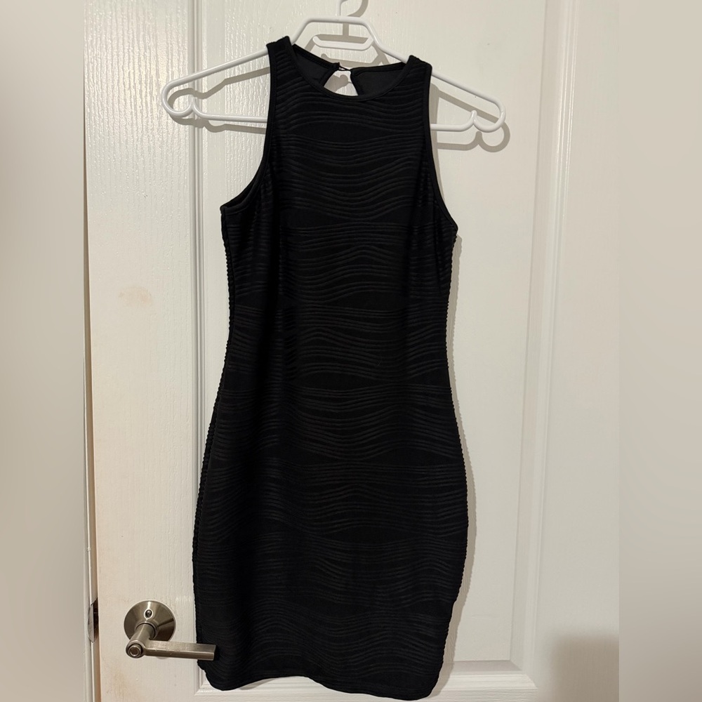 SHEIN Black Textured Sleeveless Mini Dress